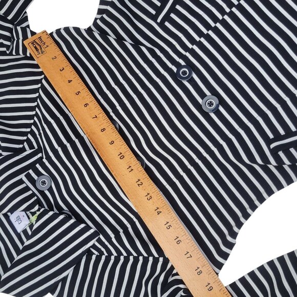 Cabi Womens Striped Double-Breasted Coat Blue White Nauticle Preppy - Picture 10 of 16